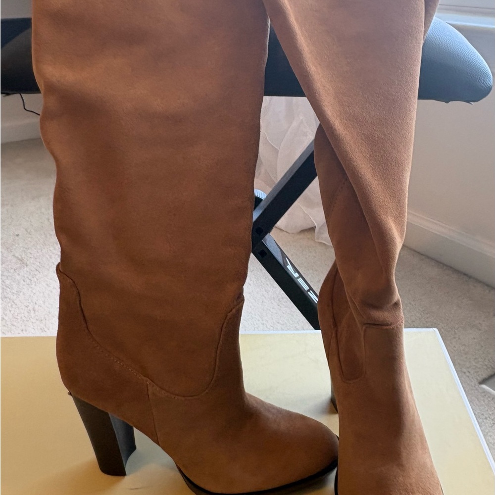 Michael Kors Tan Suede Knee High Boots - Picture 2 of 7